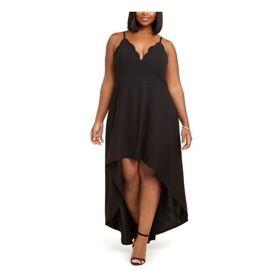 Speechless Womens Plus Scalloped Hi-Low Maxi Dress Black 2X