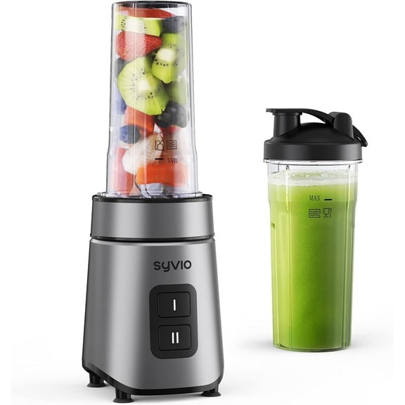 Syvio Smoothie Blender for Shakes and Smoothies, Personal Blender with 2 BPA-Free 20 Oz Sport Cups, Nutritious Recipe, 2-Speed Control