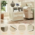 thumbnail image 3 of Leyaoyao Farmhouse Night Stand with Charging Station, End Table with 2 Rattan Drawers, Adult Wood Bedside Storage Cabinet, Grey Oak, 3 of 8