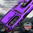 thumbnail image 4 of for Samsung Galaxy A24 Case with Slide Camera Cover HD Screen Protector [Military Grade 16ft. Drop Tested] Magnetic Ring Holder Kickstand Protective Phone Case for Samsung Galaxy A24, Purple, 4 of 16