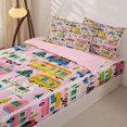 thumbnail image 3 of Erosebridal Cartoon Colorful Camper RV Zipper Twin Comforter Sets with Fitted Sheet and 2 Pillowcases,Pine Tree Camping Zipper Bedding Set For Boys,Pink Reversible,4 Pieces, 3 of 7