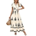 thumbnail image 2 of Womens 2025 Summer Casual V Neck Boho Maxi Dress Flowy Aline Bell Sleeve Tiered Floral Dresses with Pocket S, 2 of 7