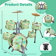 Lictin Kids Drum Set for Toddlers, Beginners Jazz Drum Set with Lights, Stool, Cymbal and Drumsticks, Educational Musical Instrument Toys Gift for Boys Girls Ages 2-6
