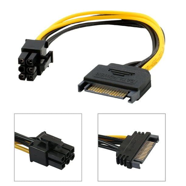 Akoyovwerve 20Cm 15Pin Sata Power To 6Pin Pcie Pci Express Adapter