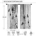 thumbnail image 5 of Black and Grey Floral Daisy Kitchen Curtains 27.5W X 39L Inch 2 Panel Rod Pocket Wooden Flower Rustic Daisy Vintage Butterfly Small Short Cafe Tier Window Drapes Country Bathroom Home Decor, 5 of 6