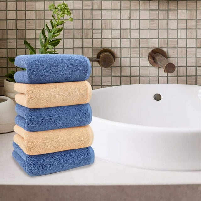 Soft Cotton Face Towel Set, 5-Piece Pack, Hypoallergenic Material, Absorbent Texture, Neutral Color, for Daily Hygiene, Gentle Cleansing, Luxurious Toweling Experience Akmoler Limited Time Savings