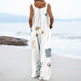 thumbnail image 6 of Mchoice Jumpsuits for Women Casual Buttons Sleeveless Wide Leg Trousers Boho Floral Printed Pleated Casual Rompers, 6 of 7