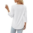 thumbnail image 6 of Ronuti 3/4 Length Sleeve Womens Tops V Neck Tunic Shirts Loose Curved Hem Blouses Dressy Casual M-3XL, 6 of 9