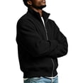 thumbnail image 4 of Horkkom Mens Zip Up Sweatshirt Solid Color Mock Neck Loose Sweatshirt Fashion Casual Fall Jackets with Pockets XXL, 4 of 6
