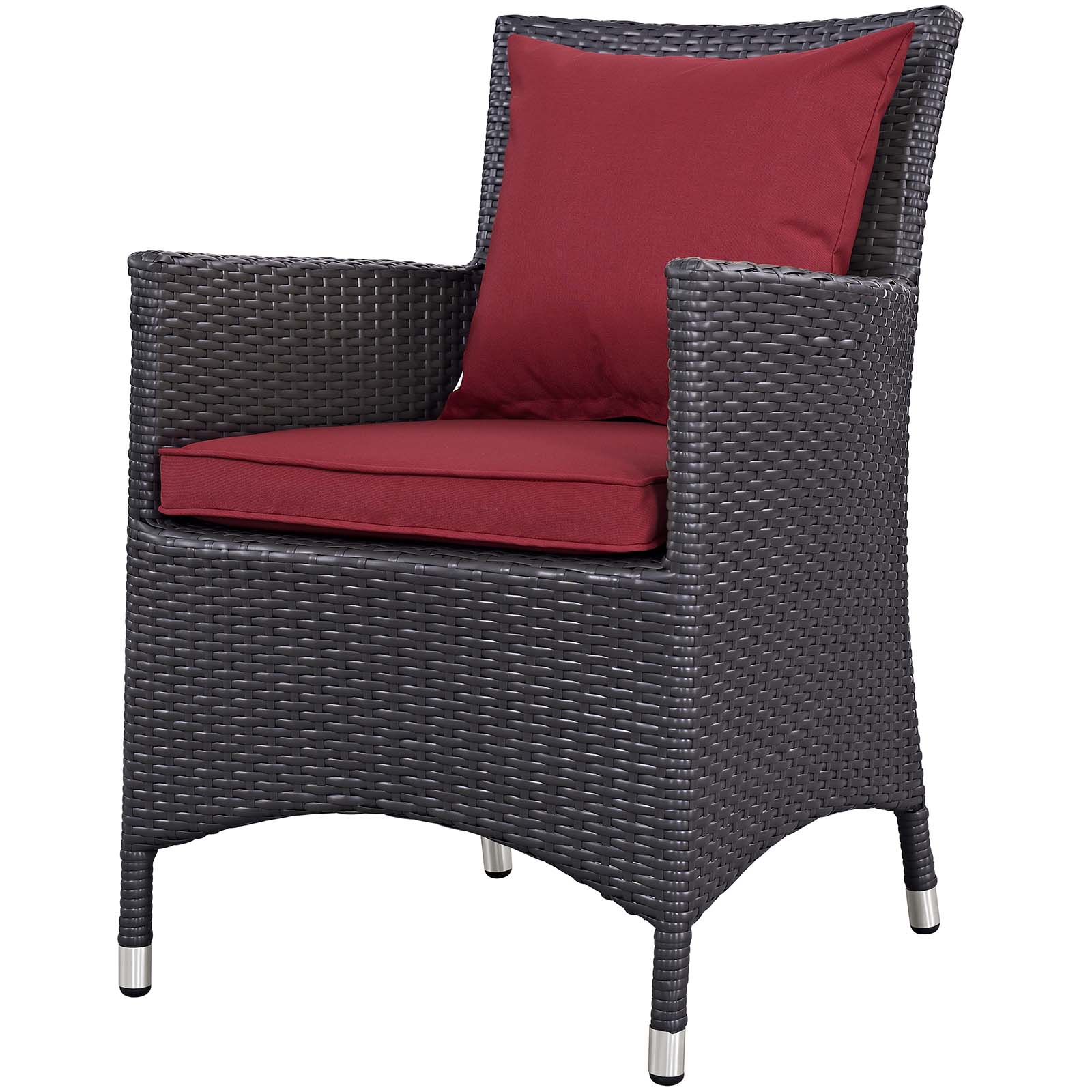 Contemporary Modern Urban Designer Outdoor Patio Balcony Garden Furniture Lounge Coffee Fire Pit Table and Chair Set, Fabric Rattan Wicker, Red - image 4 of 8