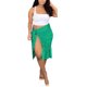 thumbnail image 2 of VISgogo, media falda fruncida para mujer, verano, estilo informal, Color sólido, cintura alta, con lazo, falda Midi de vacaciones con volantes divididos VISgogo moda, 2 of 9