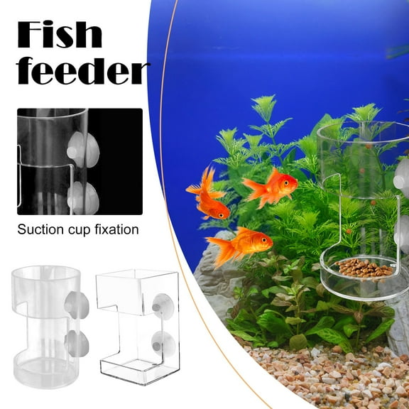 Acrylic Aquarium Fish Feeder Tube and Dish Set with Suction Cups,Clear Fish Feeding Station for Shrimp,Turtles,and Tropical Fish