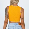 thumbnail image 3 of Top corto con cuello redondo, versátil, sin mangas, transpirable, con espalda cruzada, camisetas sin mangas para mujeres y niñas, amarillo S, 3 of 8