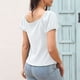 thumbnail image 4 of Blusa de manga corta para mujer, blusas informales de moda de verano para mujer, camisas de manga corta con cuello en V para compras diarias, blanco XL, 4 of 6