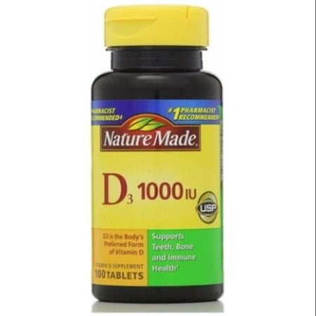 Nature Made Vitamin D3 1000 IU (25 mcg) Tablets, 100 Count