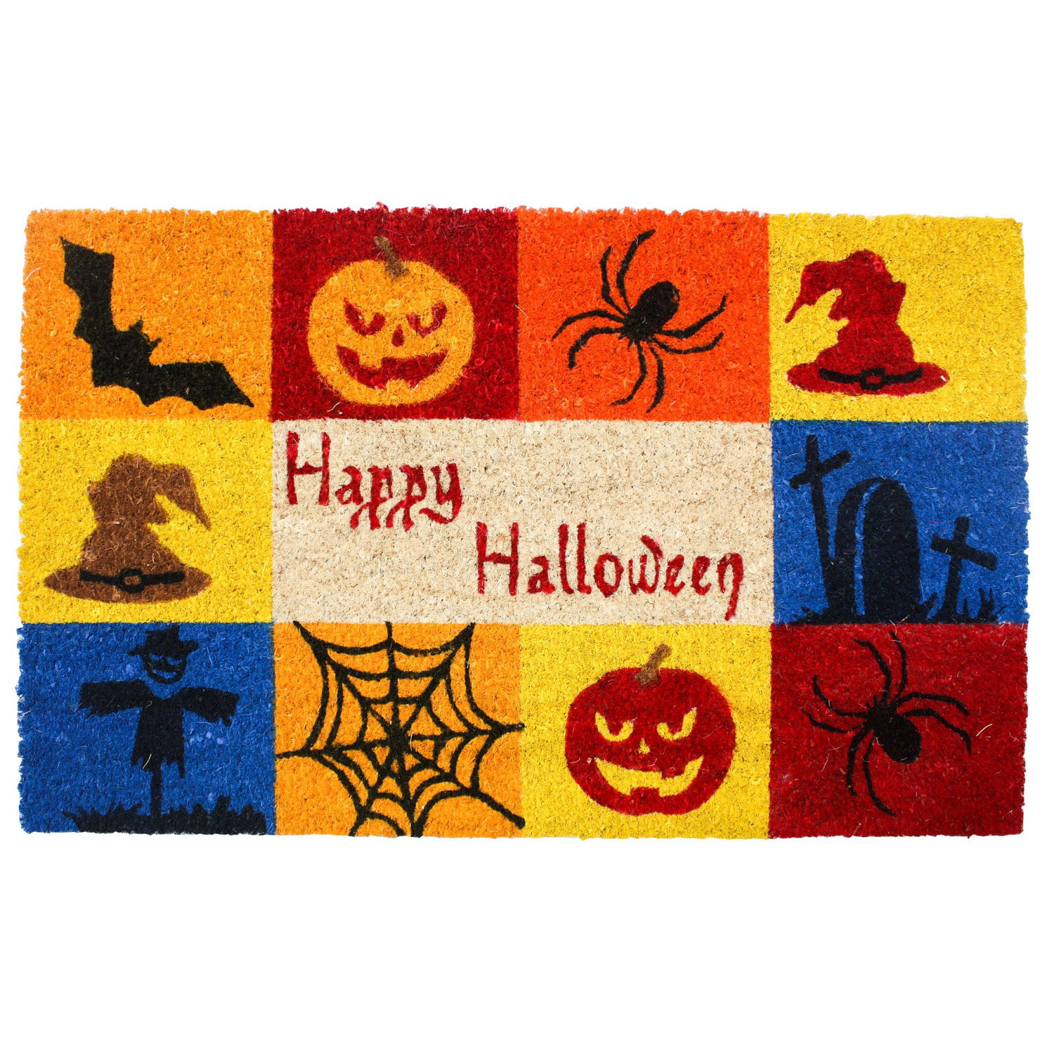 J&M Halloween Happy Halloween Vinyl Back Coir Doormat 18X30 - Walmart ...