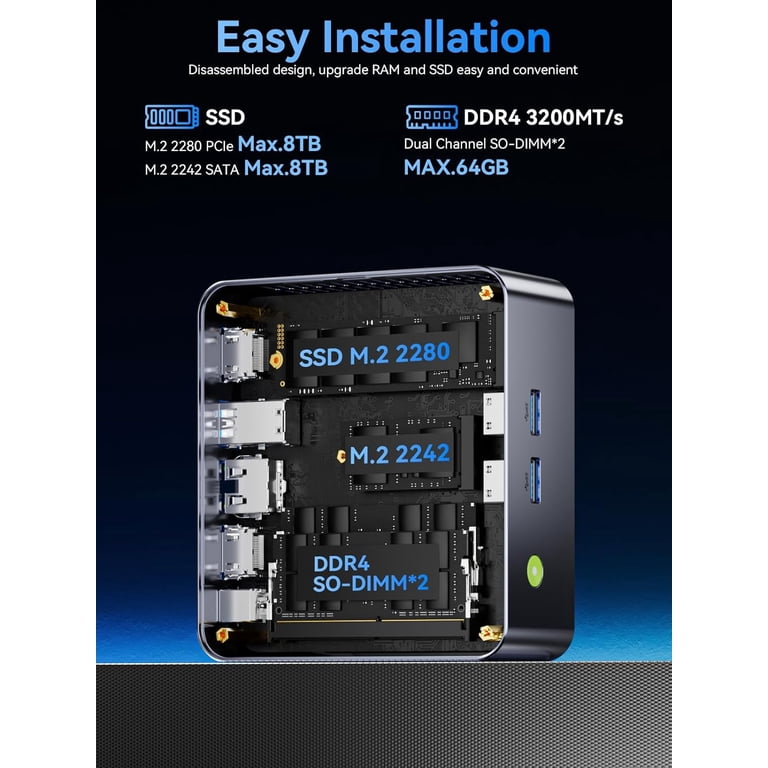 GMKtec Mini Gaming PC, Intel Core i7 12700H(up to 4.7GHz) , 16GB