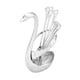 thumbnail image 4 of Soporte para cuchara y tenedor en forma de cisne de acero inoxidable con 3 cucharas y 3 tenedores (estampado plateado), 4 of 14