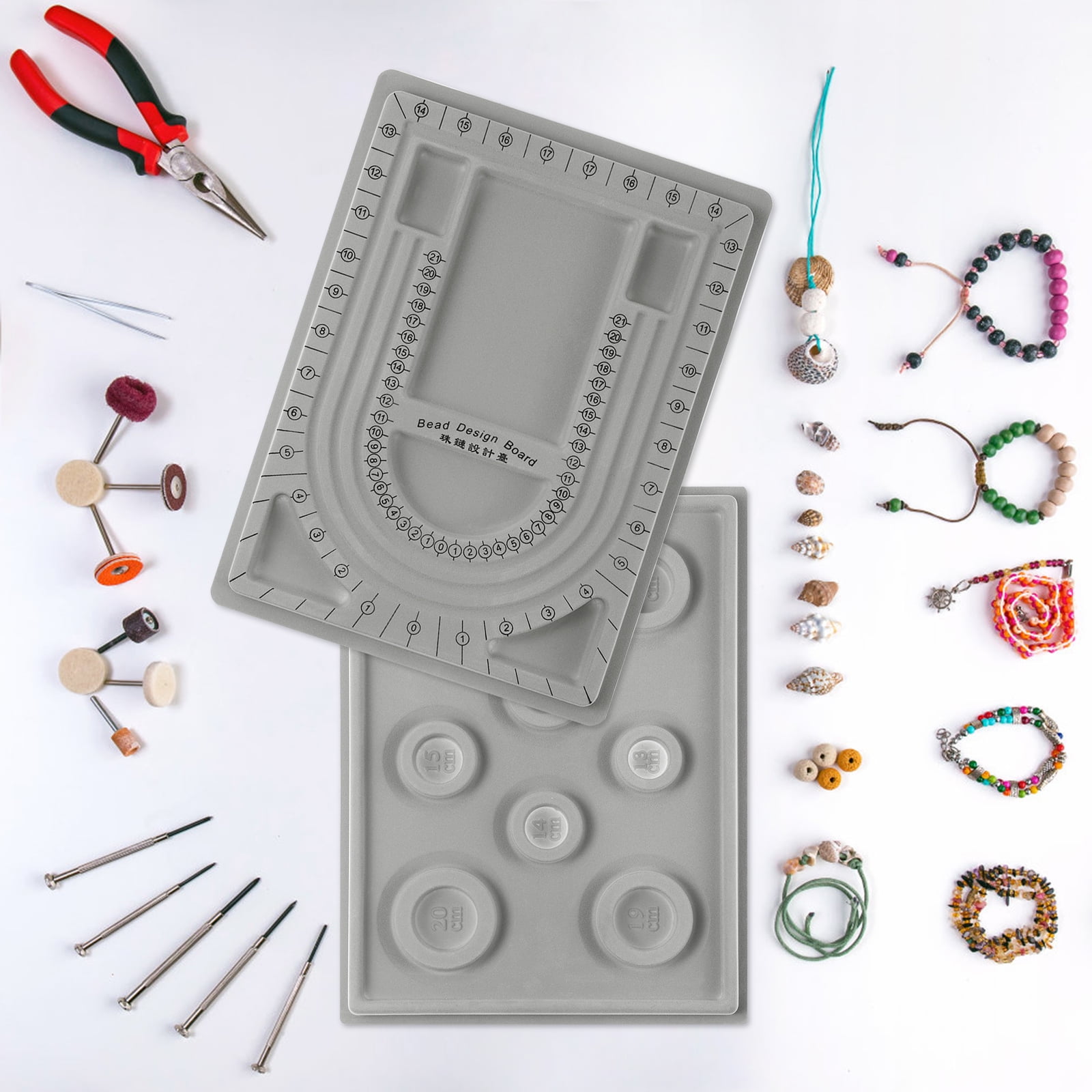 Artibetter Bracelet Board Beading Design Board DIY Beadboard Dial Plate for  Jewelry Beads Necklace Bracelet Making Design Tray 2PCS Bracelet Sizer