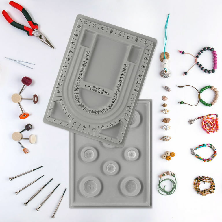  Bead Board for Jewelry Making Bead Tray Beading Supplies  Flocked Design Necklace Maker Bracelet Making Trays Measurement Board  Handmade DIY Craft Tools Kit with Jewelry Pliers : Arts, Crafts & Sewing