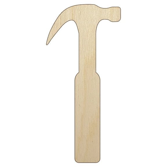 Hammer Tool Wood Shape Unfinished Piece Cutout Craft DIY Projects - 4.70 Inch Size - 1/8 Inch Thick