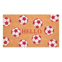 Calloway Mills 116351729 Soccer Hello Doormat, 17" x 29", Red/White