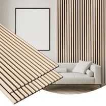 Gaahing 2 Pack Natural Oak Wood Finish Accent Wall Panels, 3D Slat Acoustic Paneling for Recording Studio, Office, Living Room Interior Decoration,48"L x 24"W