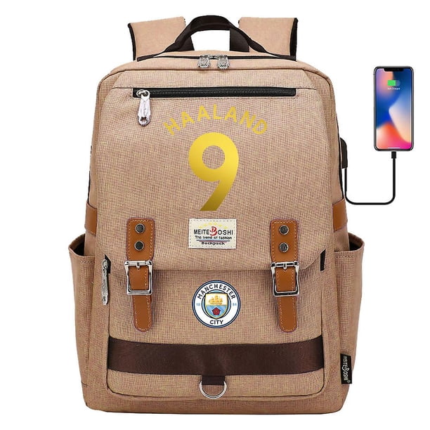 Erling Haaland Impreso Oxford Mochila Usb Portátil Impermeable Escuela Juvenil Mochila Cómoda