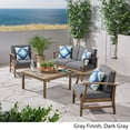 thumbnail image 3 of GDF Studio Lorelei Outdoor 5 Piece Acacia Wood Chat Set, Gray and Dark Gray, 3 of 7