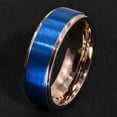 thumbnail image 2 of Wedding Ring Men. 8mm Rose Gold Tungsten Wedding Band Blue Matte Finish Top, 2 of 6