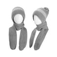 thumbnail image 2 of Spencer Womens Winter Hats Scarf All in One Warm Knit Beanie Hat with Pompom Long Scarf Skull Cap Neck Warmer for Girls, Gray, 2 of 10