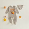 thumbnail image 2 of mgoYE Newborn Baby Boy First Thanksgiving Romper Jumpsuit Outfit Little Turkey Bodysuit with Hat for Infant Boy 0-3 Months, 2 of 5
