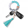 thumbnail image 1 of Key Ring Bracelet Wristlet Keychain: Silicone Beaded Bangle Chains--Jade Green, 1 of 4