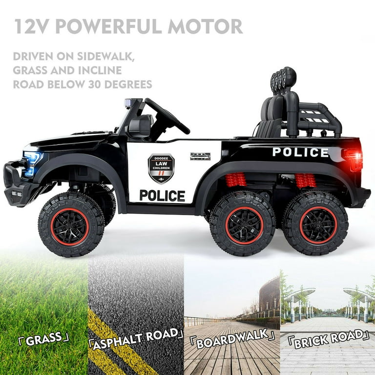JOYLDIAS 6 Wheels 12V Kids Ride on Police Car Toy with Remote