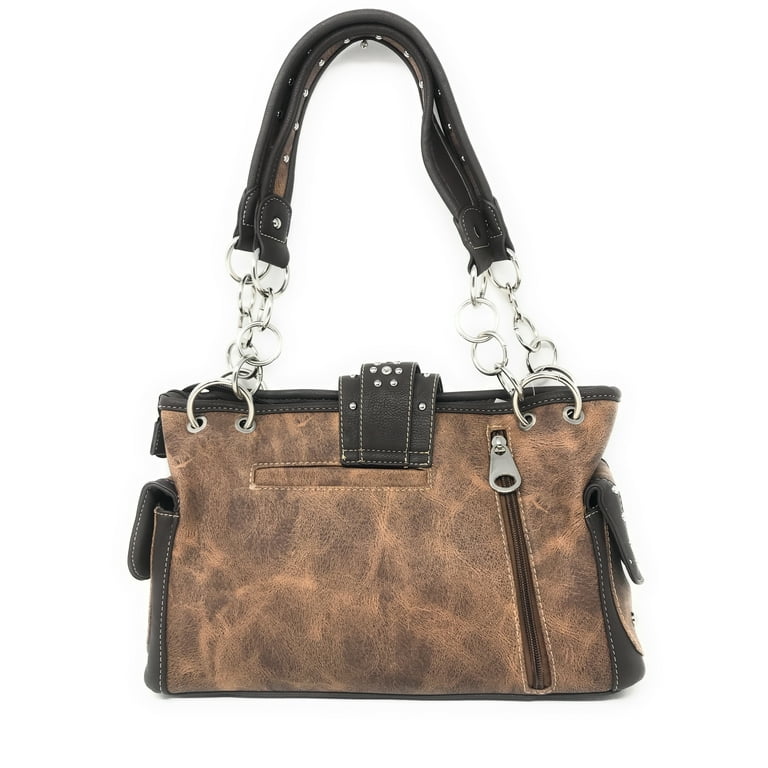 Western Rhinestone Cross Buclke Style Handbag Purse with Magnetic Closure and Matching Wallet In Multi Colors Walmart