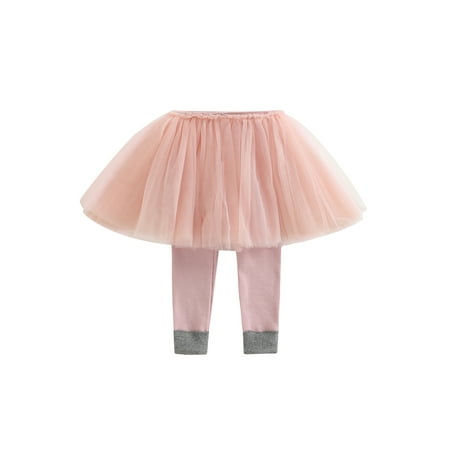 

Domingbub Toddler Girls Spring Autumn Kids Pants Casual Culottes Elastic Band Mesh Tutu Skirt Patchwork Pants