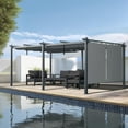 thumbnail image 3 of Aoodor 20 x 12 ft. Outdoor Pergola with Retractable Canopy and Sunshade Roller Curtains, Aluminum Frame Grape Trellis Pergola for Patio Backyard and Deck - Gray, 3 of 7