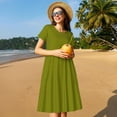 thumbnail image 4 of Defioc Olive Pattern Womens Summer Dresses Short Sleeve Sundress 2025 Beach Vacation Dresses with Pockets -Small, 4 of 6