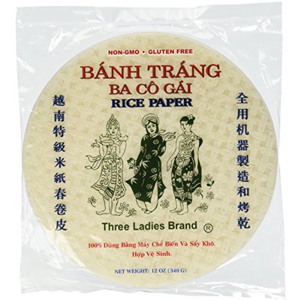 Vietnamese Spring Roll Rice Paper by Three Ladies 12 Oz. (Pack of 2