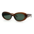thumbnail image 4 of Womens Mod Classy Oval Thick Plastic Fashion Sunglasses Brown - Green, 4 of 8