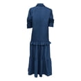 thumbnail image 5 of Guieoi Plus Size Womens Dresses Denim-Print Collared Long-Sleeve Top Maxi Dress Blue L, 5 of 5