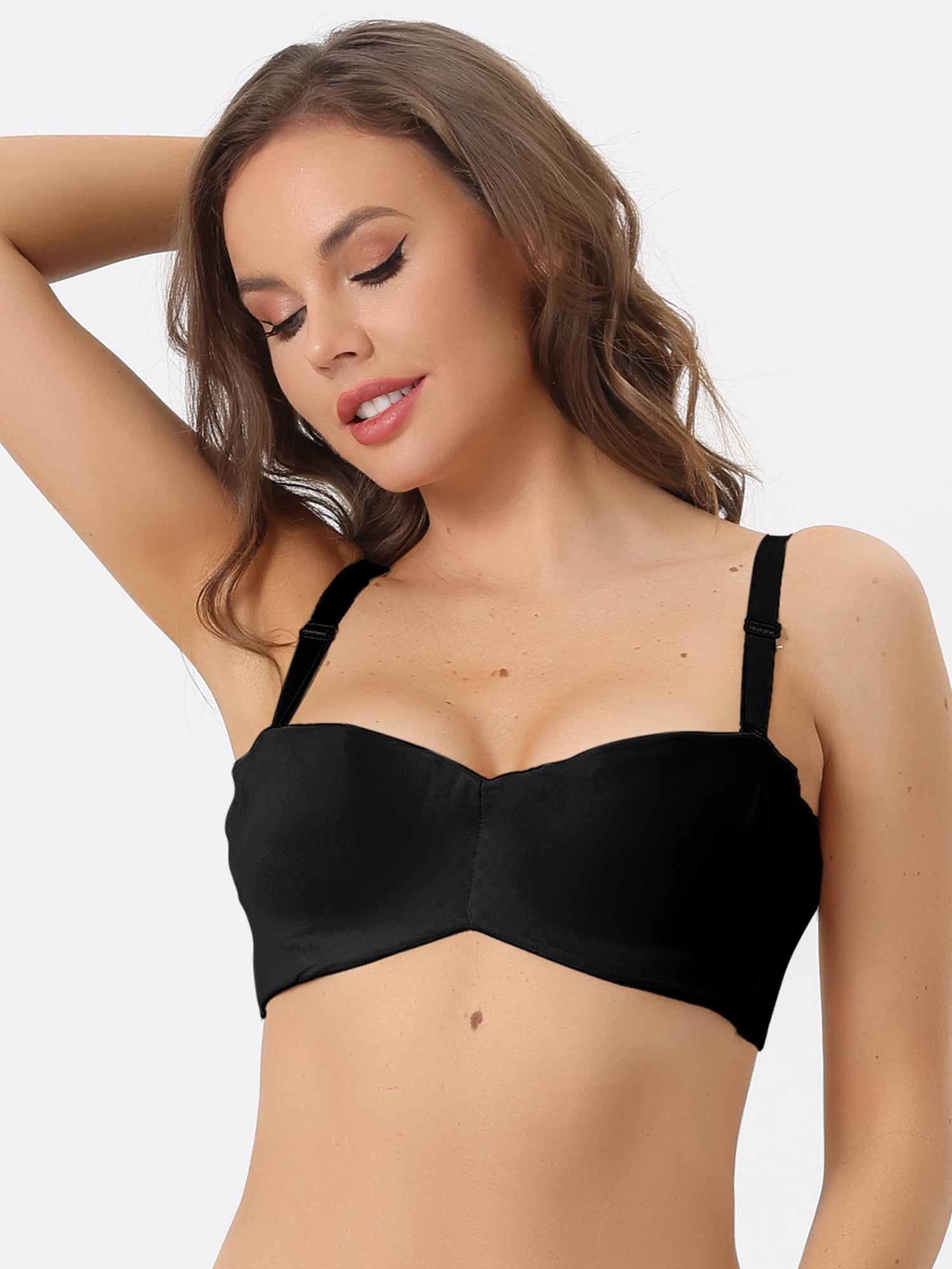 Unique Bargains Women's Underwire Lightly Bra Soft Unpadded Cup Lingerie Black B 40