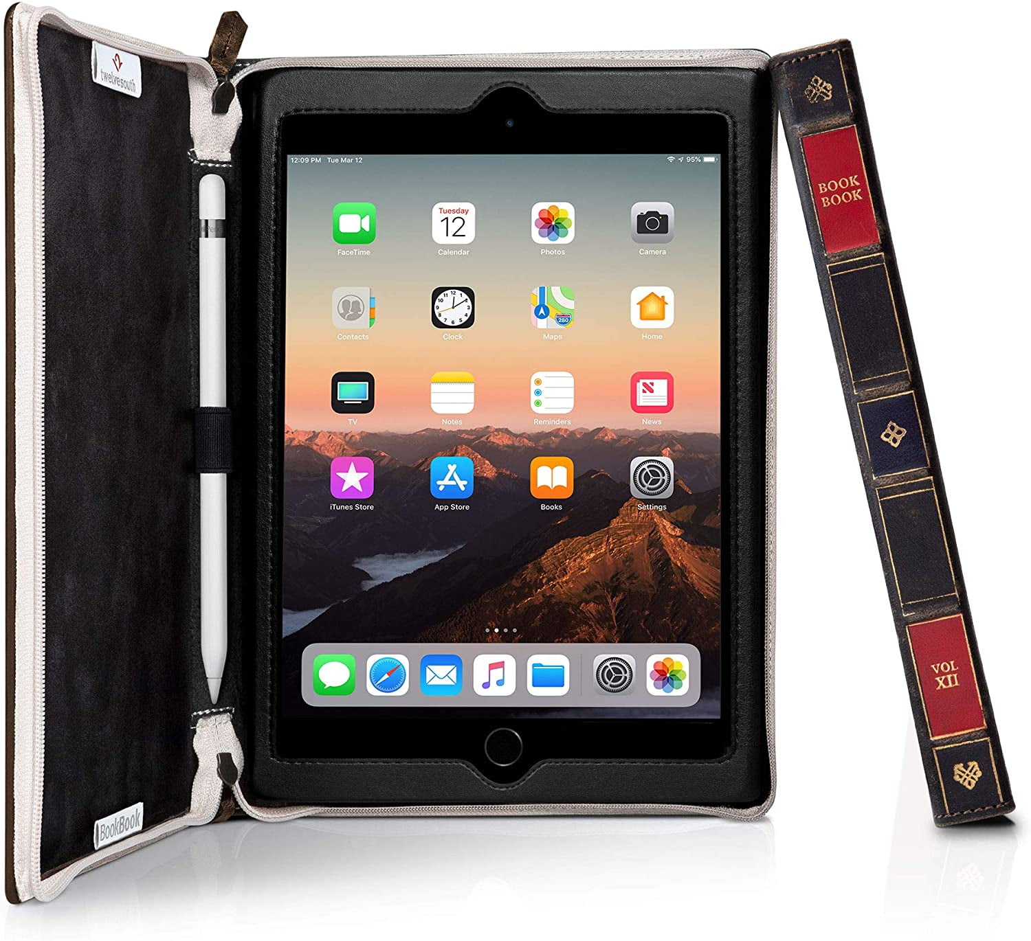 Twelve South Bookbook Case For Ipad Mini 5 Hardback Leather Cover With Multi Angle Viewing And Apple Pencil Slot Walmart Com