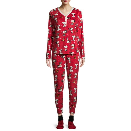 

Snoopy Women s and Women s Plus 3-Piece Giftable Pajama Set with Socks