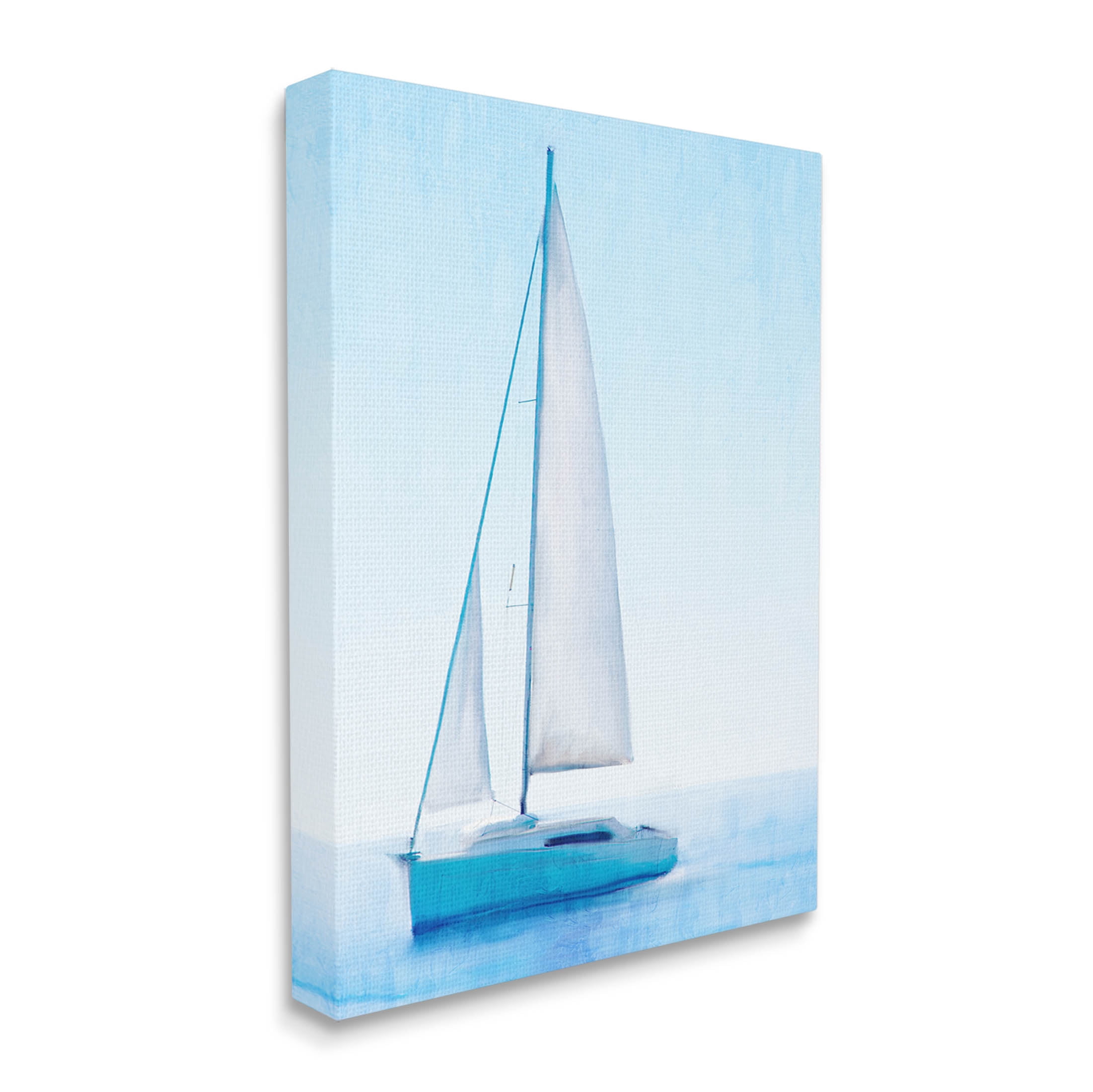 Stupell Industries Sailboat Drifting Blue Ocean Sky Graphic Art Gallery Wrapped Canvas Print Wall Art, Design by Kim Allen