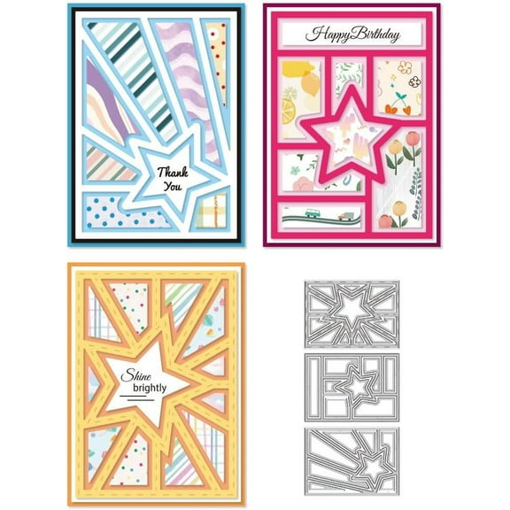 Star Frames Cutting Dies Card Making Die Hollow Line Borders Stencil Carbon Steel Die Cuts Card Scrapbooking Embossing Template Metal Dies for Cards Craft Paper Album Invitation Background DIY