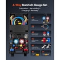 thumbnail image 2 of KFFKFF 4-Way AC Manifold Gauge Set for R134a R404A R1234yf R22 Refrigerants, Includes 5 ft Hoses, Adapters, Quick Couplers, and Can Taps for Automotive Air Conditioning Maintenance and Servicing, 2 of 9