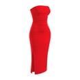 thumbnail image 6 of Bnwani Summer Dresses,Womens Dresses,Solid,Side Split,V-Neck,Sleeveless,Red,XL, 6 of 7