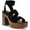 Black Fabric, variant on Womens Beige Knit 1-1/2" Wood-Grain Platform Elastic Ankle Strap Cushioned Strappy Breathable Scarlitt Square Toe Block Heel Slip On Dress Heeled Sandal 8 M