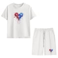 thumbnail image 6 of 4th of July Unisex Kids White Outfit, 2 Piece T-Shirt and Shorts Set 100% Cotton Summer Clothes for 3-12 Years,Size 4 T, 6 of 9